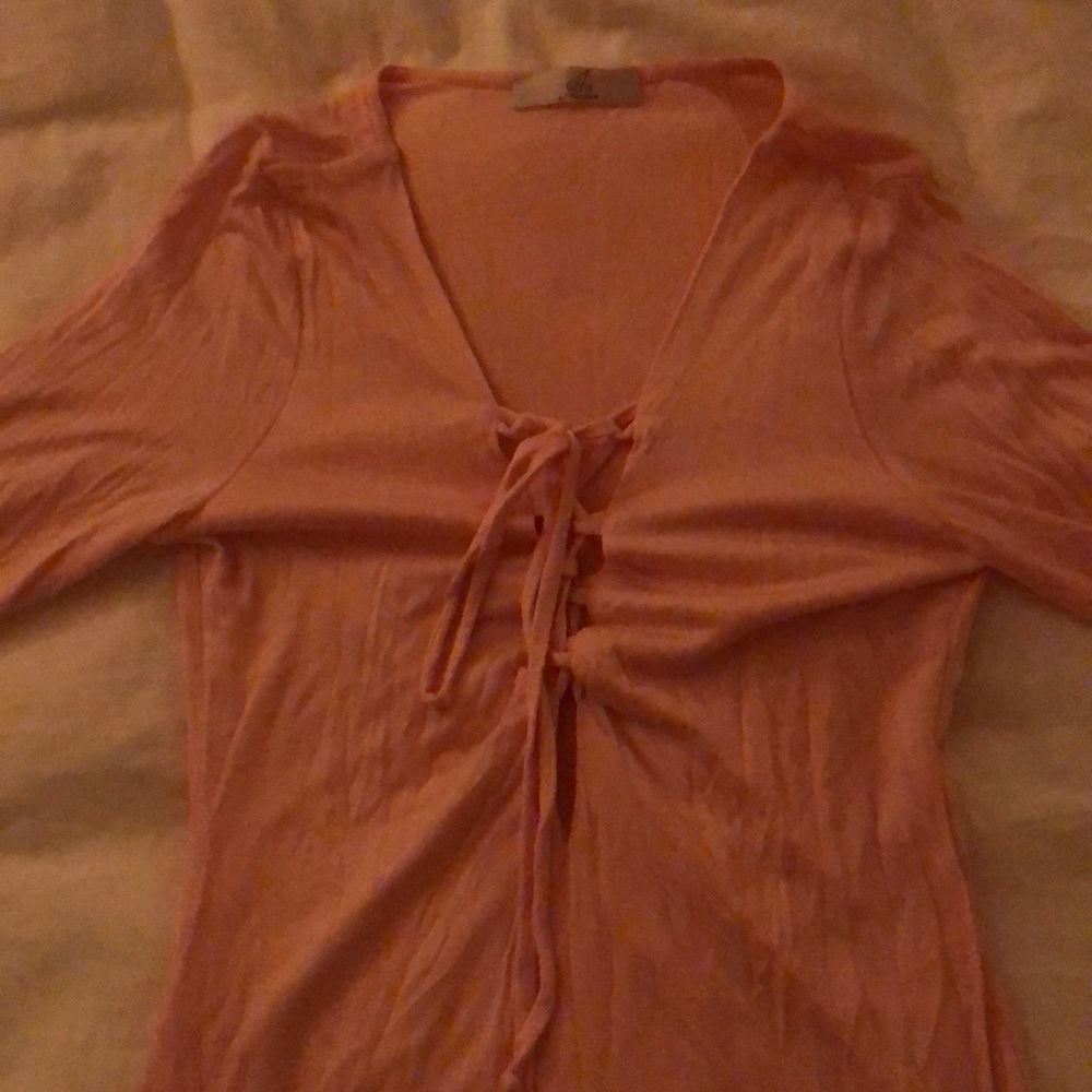 Lace up baby pink body suit